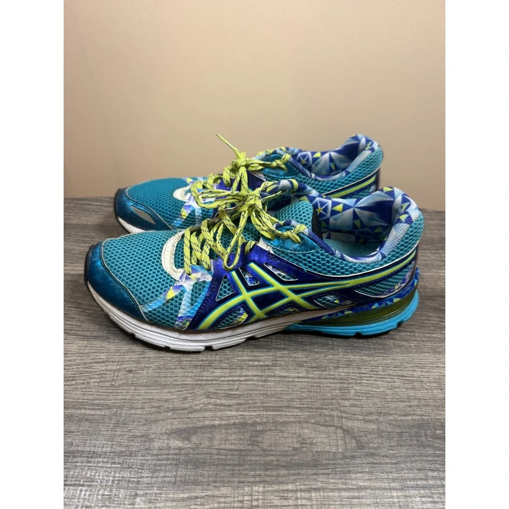 ASICS Gel-Kayano 20 Womens Running Shoes Teal Blue Lime Geometric T3N7N Size 10